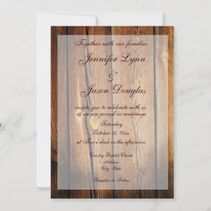 Invitations de mariage rustique en bois d'étable