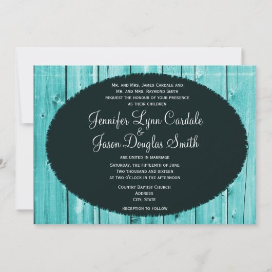 Invitations de mariage rustique en bois d'étable T (Devant)