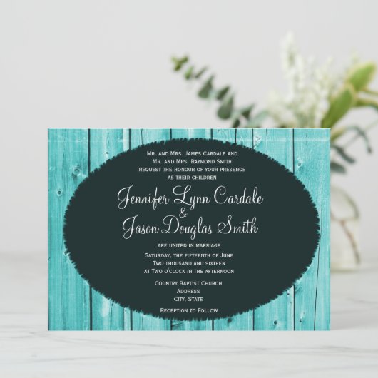Invitations de mariage rustique en bois d'étable T (Debout devant)