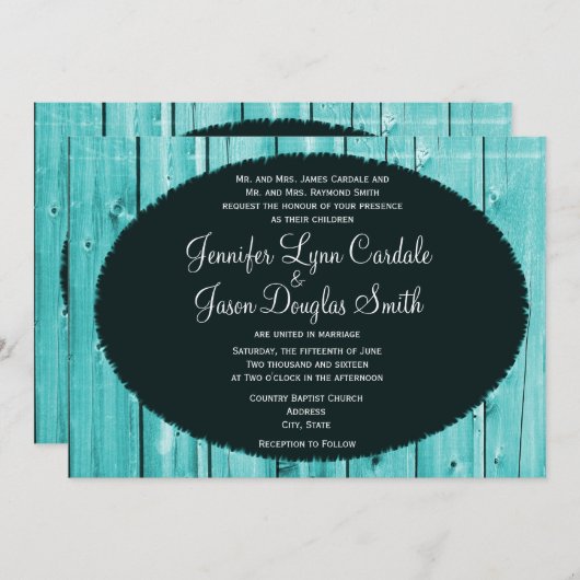 Invitations de mariage rustique en bois d'étable T (Devant / Derrière)