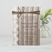 Invitations de mariage rustique en dentelle de boi (Debout devant)