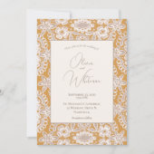 Invitations de mariage rustique en dentelle jaune (Devant)