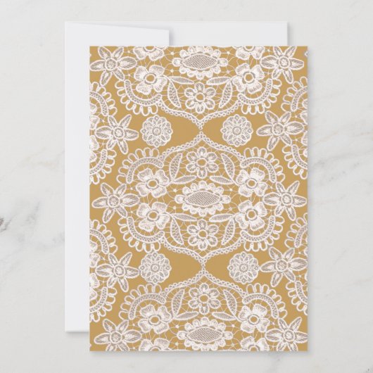 Invitations de mariage rustique en dentelle jaune (Dos)