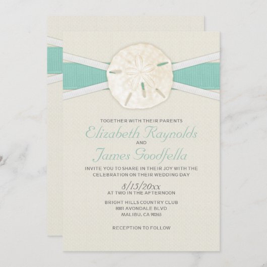 Invitations de mariage rustique en dollars de sabl (Devant / Derrière)