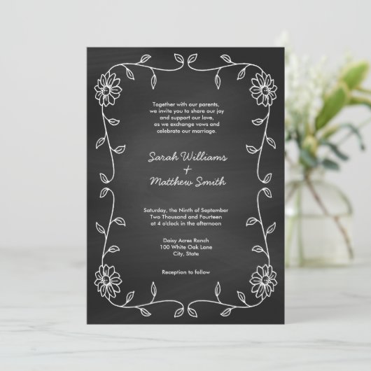 Invitations de mariage rustique en tableau de bord (Debout devant)