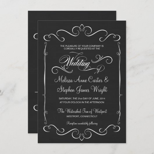 Invitations de mariage rustique en tableau de bord (Devant / Derrière)