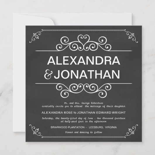 Invitations de mariage rustique et élégante (Devant)