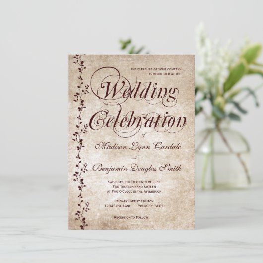 Invitations de mariage rustique et élégantes pour  (Debout devant)