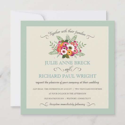 Invitations de mariage rustique et floral (Devant)