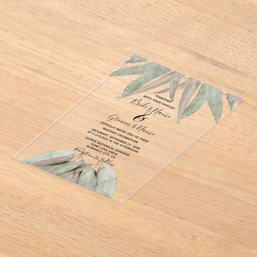 Invitations de mariage Rustique Eucalyptus feuille (Poser)