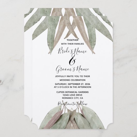 Invitations de mariage Rustique Eucalyptus feuille (Devant / Derrière)