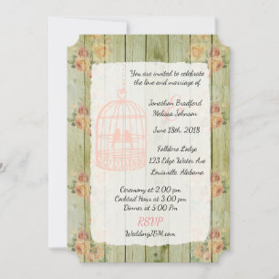 Invitations de mariage Rustique Floral Birdcage