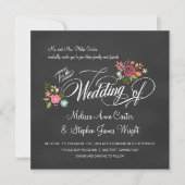 Invitations de mariage Rustique Floral Chalkboard (Devant)