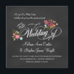 Invitations de mariage Rustique Floral Chalkboard<br><div class="desc">Faire-part de mariage Rustique Floral Chalk Board — Le charmant bouquet de pays de roses abstraits, marguerites et fleurs sauvages fantaisistes avec la calligraphie classique et élégante de style vintage sur ardoise gris noir fait un faire-part de mariage noir et blanc accrocheur avec une touche de couleur. Ajoutez vos noms...</div>