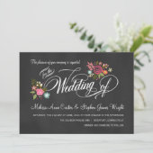 Invitations de mariage Rustique Floral Chalkboard (Debout devant)