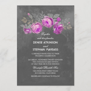 Invitations de mariage Rustique Floral Chalkboard