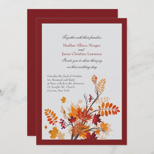 Invitations de mariage rustique Foliage (Devant / Derrière)