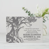 Invitations de mariage rustique gris vieux chêne (Debout devant)