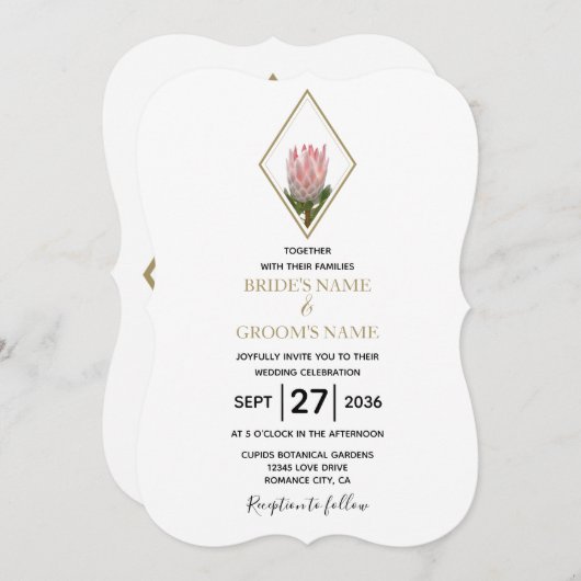 Invitations de mariage Rustique King Protea (Devant / Derrière)