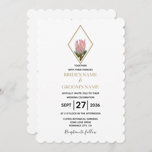 Invitations de mariage Rustique King Protea (Devant / Derrière)