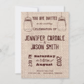 Invitations de mariage rustique Mason Jars Burlap  (Devant)