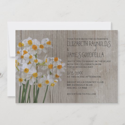 Invitations de mariage rustique Narcisse (Devant)