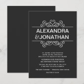 Invitations de mariage rustique noir et blanc (Devant / Derrière)