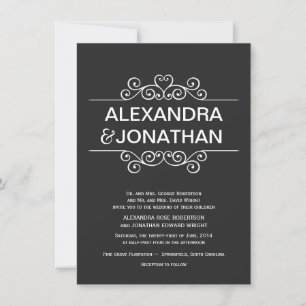 Invitations de mariage rustique noir et blanc