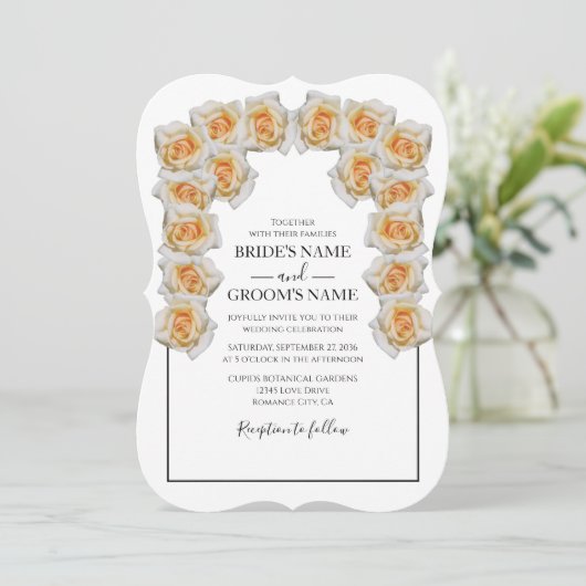 Invitations de mariage rustique Orange Roses (Debout devant)