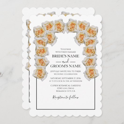 Invitations de mariage rustique Orange Roses (Devant / Derrière)