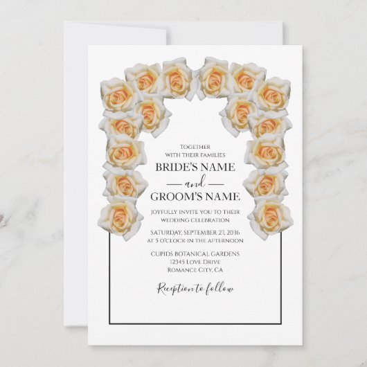 Invitations de mariage rustique Orange Roses (Devant)
