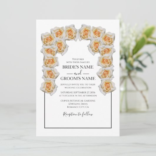 Invitations de mariage rustique Orange Roses (Debout devant)