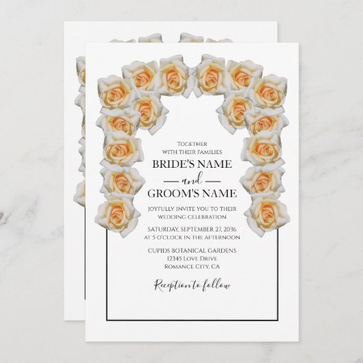 Invitations de mariage rustique Orange Roses (Devant / Derrière)