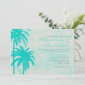 Invitations de mariage Rustique Palm Tree Burlap (Debout devant)