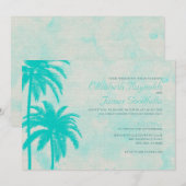 Invitations de mariage Rustique Palm Tree Burlap (Devant / Derrière)