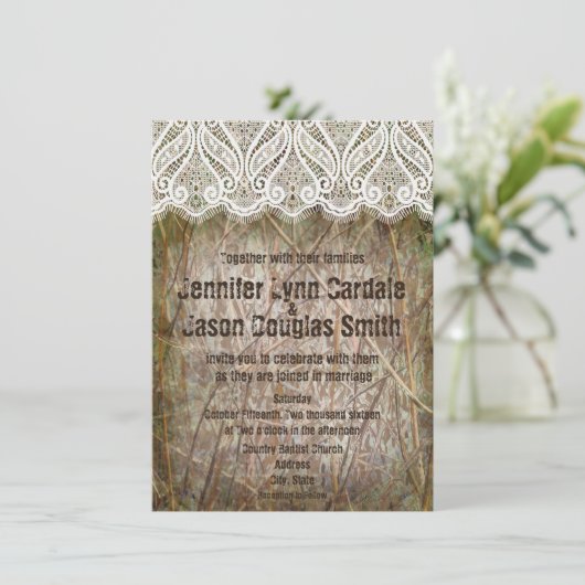 Invitations de mariage rustique pour chasser des c (Debout devant)