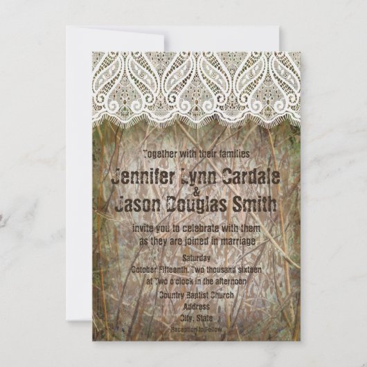 Invitations de mariage rustique pour chasser des c (Devant)