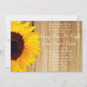 Invitations de mariage rustique pour le tournesol (Devant)