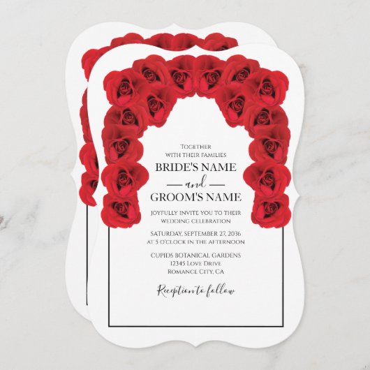 Invitations de mariage Rustique Red Roses (Devant / Derrière)