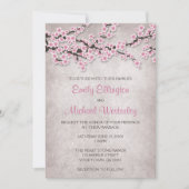 Invitations de mariage Rustique rose cerise en fle (Devant)