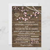 Invitations de mariage Rustique rose cerise en fle (Devant)
