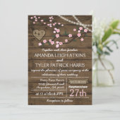 Invitations de mariage Rustique rose cerise en fle (Debout devant)