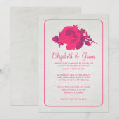 Invitations de mariage rustique rose chaud/floral (Devant / Derrière)