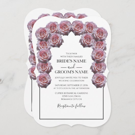 Invitations de mariage rustique Roses rose pâle (Devant / Derrière)