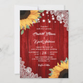 Invitations de mariage rustique rouge et tournesol (Devant)