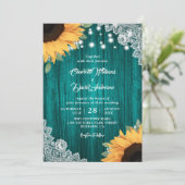 Invitations de mariage rustique Turquoise et tourn (Debout devant)