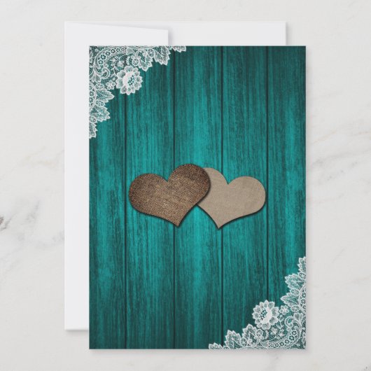 Invitations de mariage rustique Turquoise et tourn (Dos)