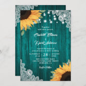 Invitations de mariage rustique Turquoise et tourn (Devant / Derrière)
