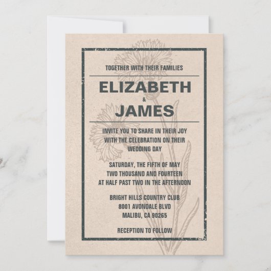 Invitations de mariage rustique vintage (Devant)