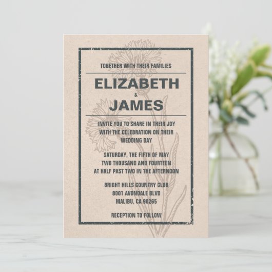Invitations de mariage rustique vintage (Debout devant)